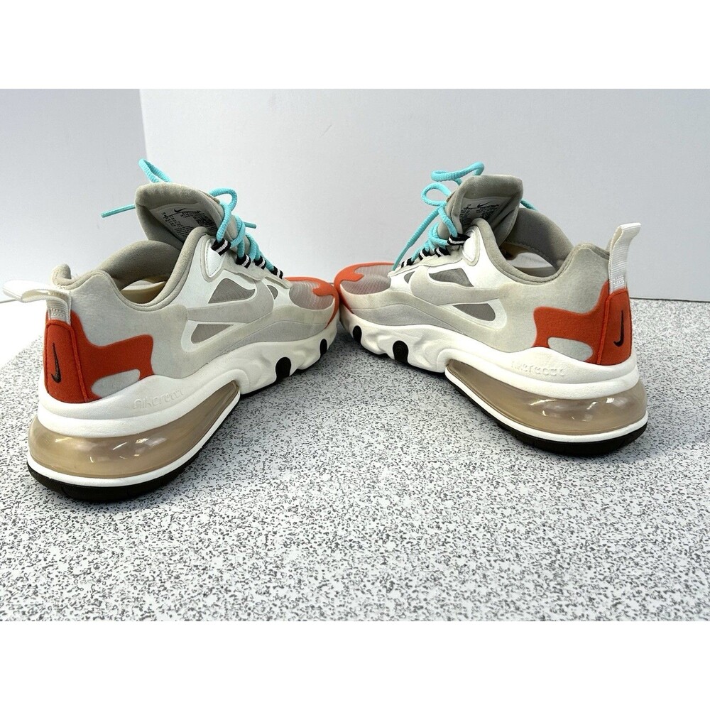 Nike Air Max 270 React Women's Size 8 Running Shoes Beige Chalk Orange - Picture 13 of 14
